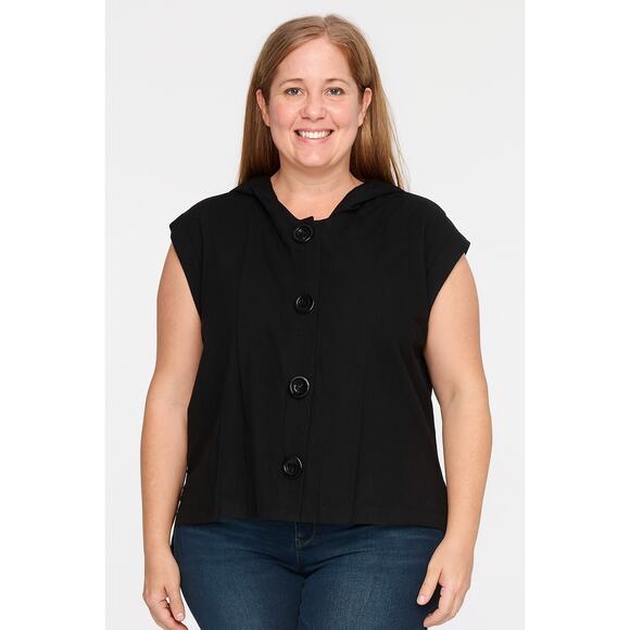 Luii Women's Sleeveless Poncho Hoodie – Size Large Gray Button-Front Casual Vest - Picture 1 of 6